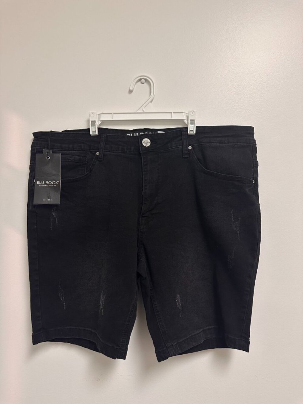 Blu Rock Women's Denim  Shorts Size 20 Black Wash Distressed Stretch New
